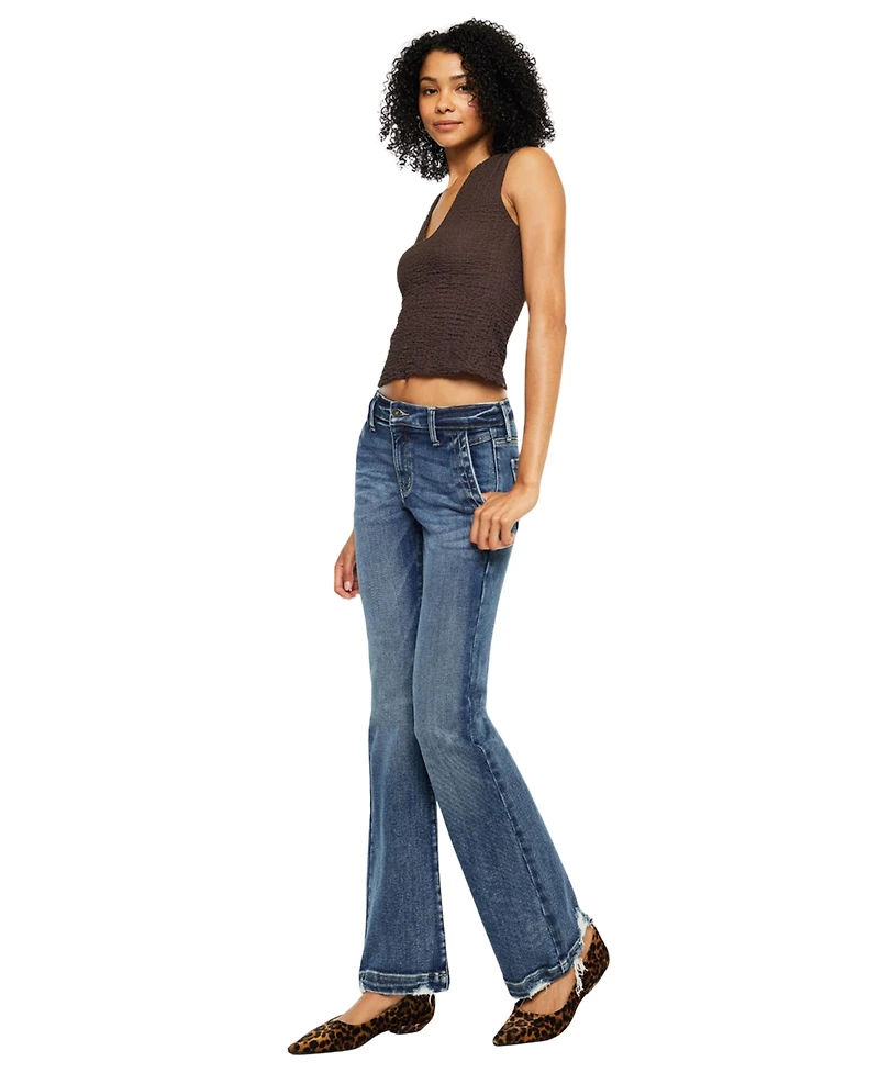 KanCan Women's Usa Juniors' Delcie Mid-Rise Bootcut Jeans