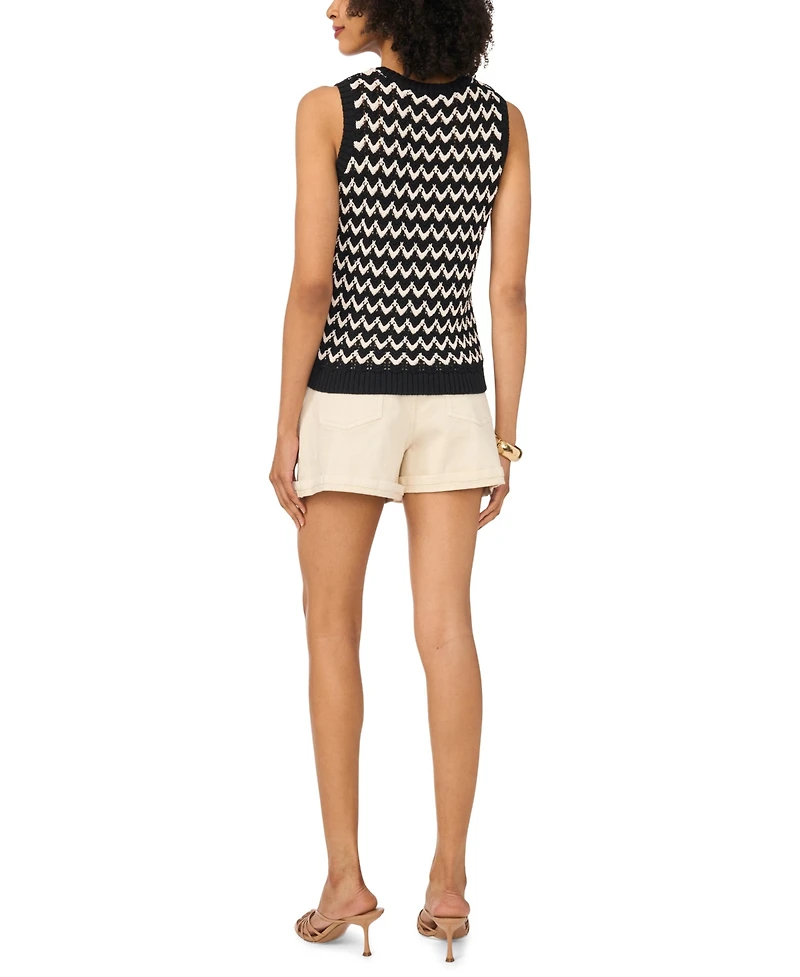 1.state Women's Chevron Crewneck Sweater Tank Top