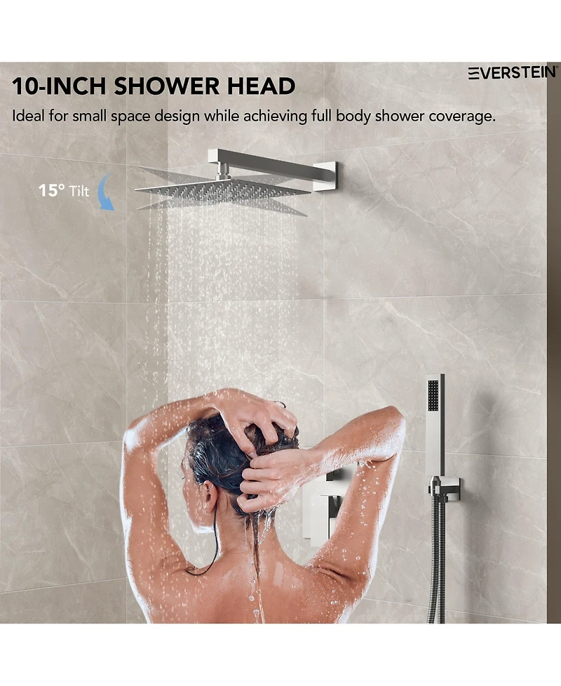 Everstrein 10" Rain Shower Head High Pressure Wall Mount Shower System Bathroom Shower Faucet Set