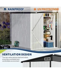 gaomon Lean-To Outdoor Storage Shed, Heavy Duty Galvanized Steel Metal Shed with Lockable Double Doors Air Vents and Sloped Roof, Space-Saving