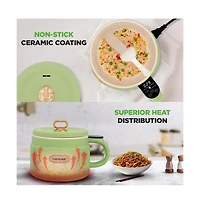 NutriChef 1.6L Portable Electric Rice Cooker with Non-Stick Ceramic Coating NC12BGREEN