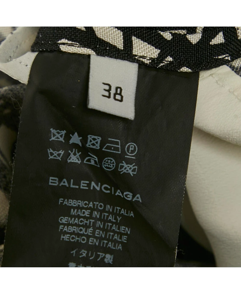 Pre-Owned Balenciaga Women's Monochrome Scribbled Noise Print Silk Mini Dress