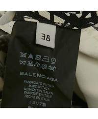 Pre-Owned Balenciaga Women's Monochrome Scribbled Noise Print Silk Mini Dress