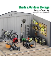 gaomon Outdoor Metal Storage Shed with Lockable Door - Large Galvanized Steel Garden Shed with Slanted Roof and Dual Vents