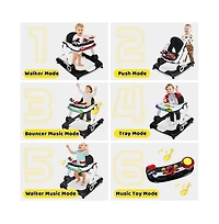 Kinder King 5-in-1 Baby Activity Walker with Music and Lights, Adjustable Height Safety Bumper