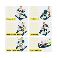 Kinder King 5-in-1 Baby Activity Walker with Music and Lights, Adjustable Height Safety Bumper