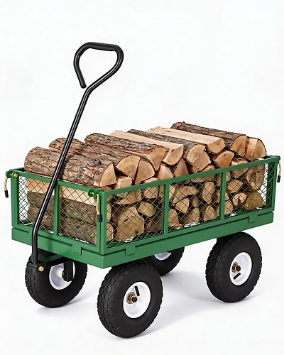 gaomon 400 lbs Heavy Duty Steel Garden Cart with Removable Mesh Sides 10in All-Terrain Pneumatic Tires Utility Wagon with 180 Rotating