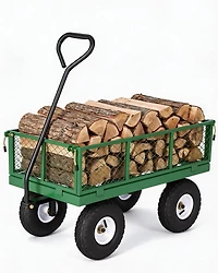 gaomon 400 lbs Heavy Duty Steel Garden Cart with Removable Mesh Sides 10in All-Terrain Pneumatic Tires Utility Wagon with 180 Rotating