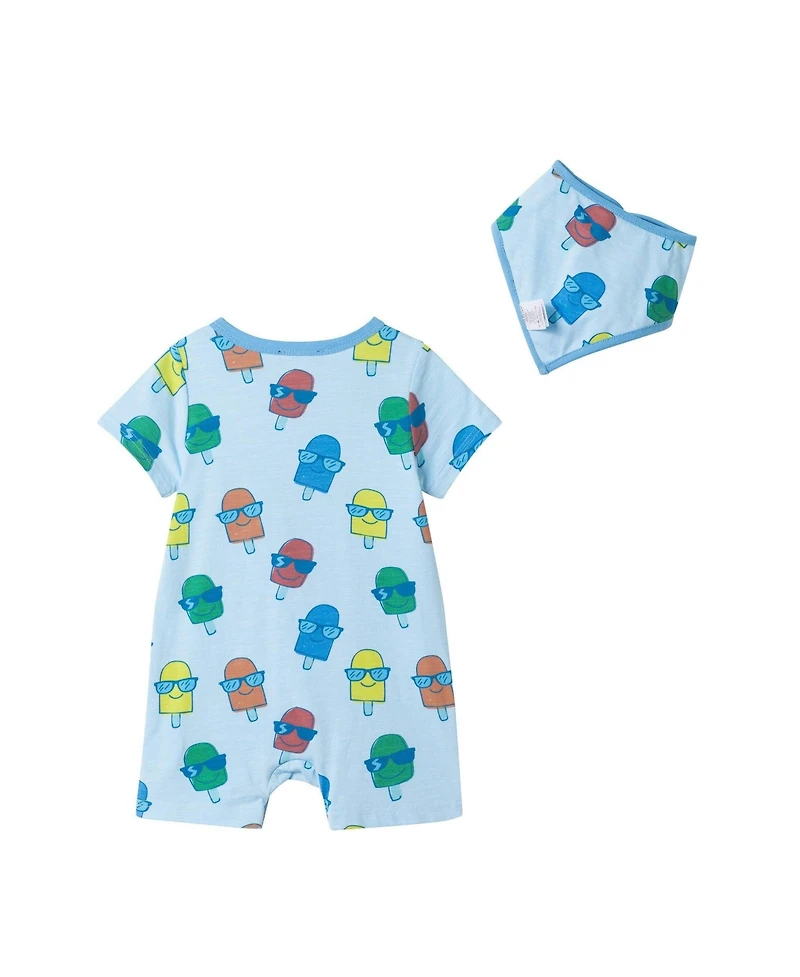 Andy & Evan Baby Boys Ice-Pops Henley Romper and Bib Set