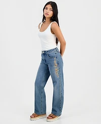 And Now This Petite Floral-Embroidered High-Rise Jeans, Macy's Exclusive
