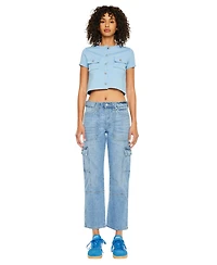KanCan Women's Aaliyah High Rise Slim Straight Cargo Pants