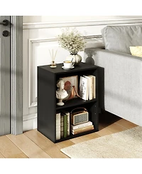 Gymax Bookcase with 2 Open Cubes Floor Standing Bookshelf with 5-Position Adjustable Shelf