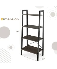 Gymax 4-Tier Ladder Shelf Ladder Bookcase Bookshelf Display Rack Plant Stand