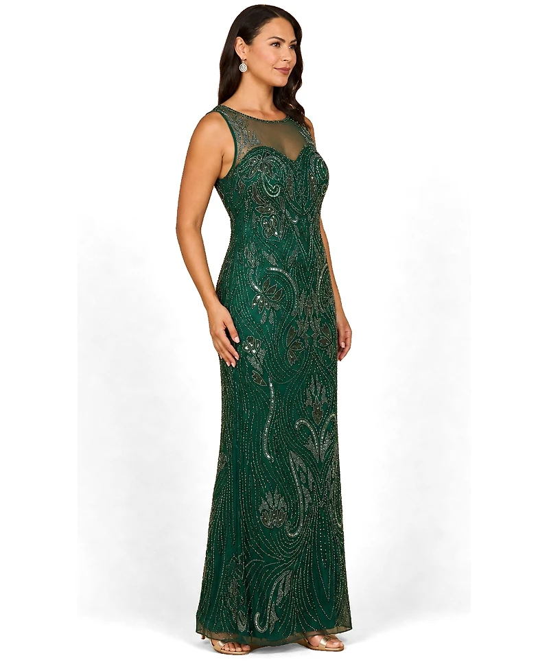 Lara Women's Beaded High Neckline Gown