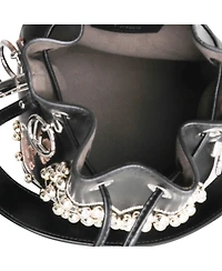 Pre-Owned Fendi Black Leather Studded Bow Mon Tresor Bucket Bag