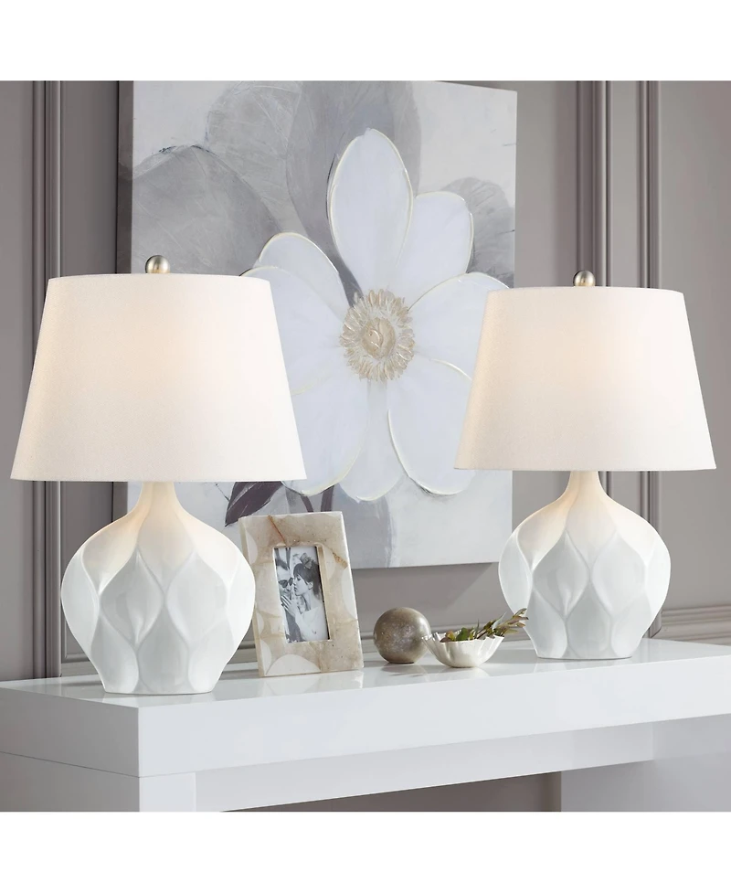 360 Lighting Dobbs 22 1/2" High Small Mid Century Modern Accent Table Lamps Set of 2 Ceramic Living Room Bedroom Nightstand