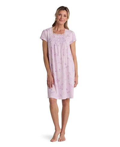 Miss Elaine Women's Short-Sleeve Solid Short Gown