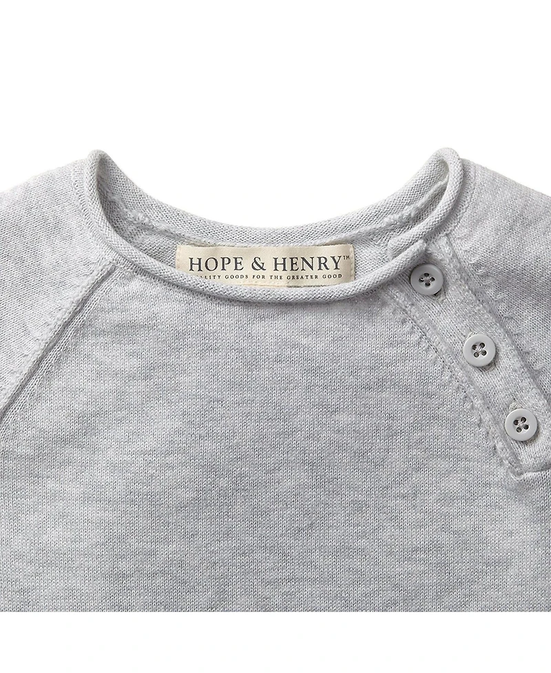 Hope & Henry Baby Girls Raglan Knit Romper and Jacquard Blanket Gift Set