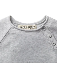Hope & Henry Baby Girls Raglan Knit Romper and Jacquard Blanket Gift Set