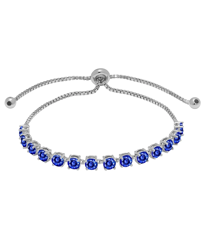 Macy's Lab Grown White Sapphire (2.38 ct. t.w.) & Ruby Bracelet Sterling Silver (Also Available Blue Sapphir