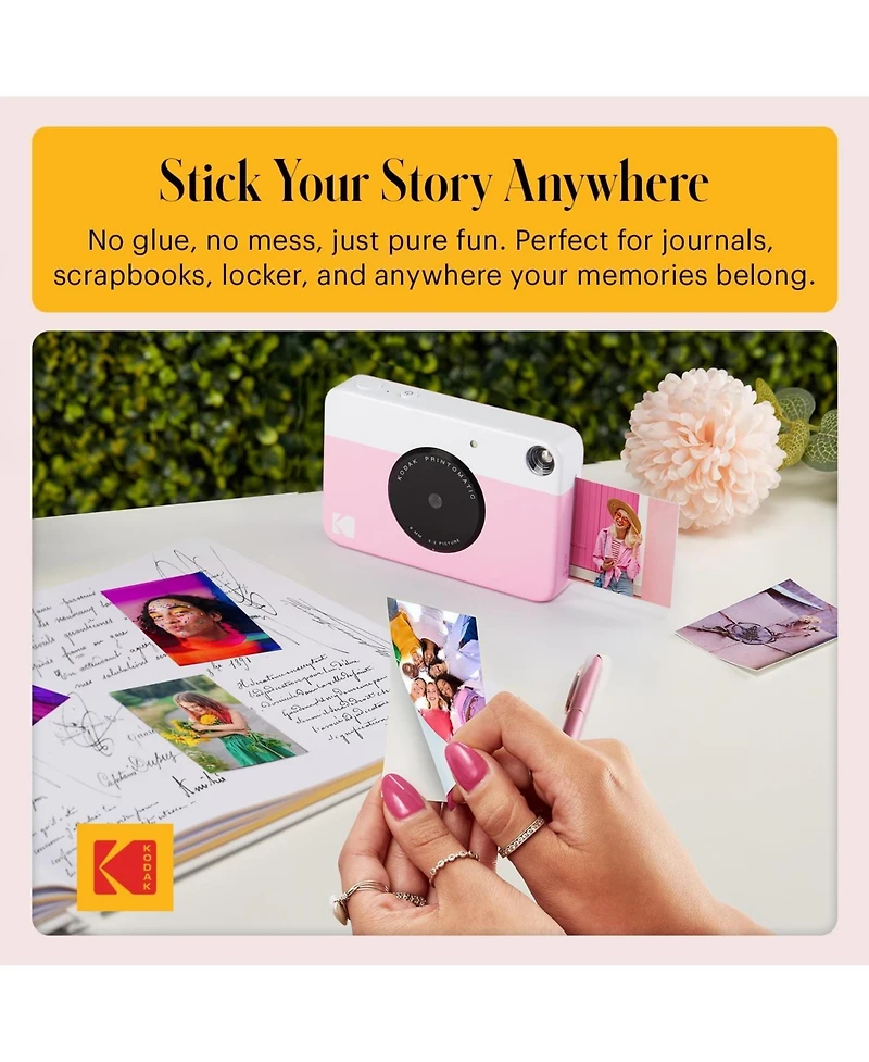 Kodak Printomatic Instant Print Camera Bundle with Pink Soft Case and 20-Pack Zink Photo Paper