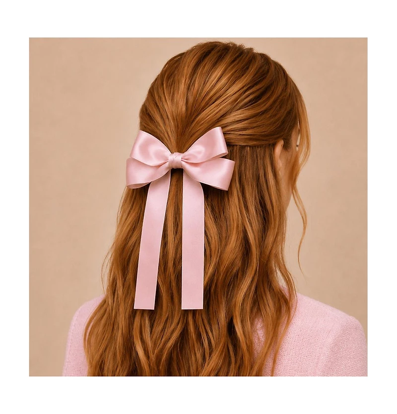 Puttisu Classic Long Ribbon Bow Clip