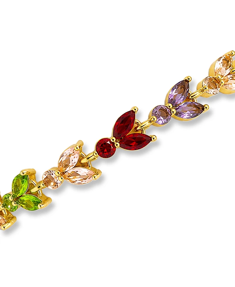 Macy's Marquise Cubic Zirconia Alternating Red, Pink, Green, Champagne, and Purple Stones Bracelet
