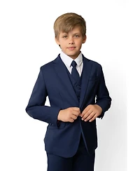 Peanut Butter Collection Big Boys Luxor Slim Fit Wool Blend 5-Piece Shirt, Tie, Jacket, Vest and Pants Suit Set