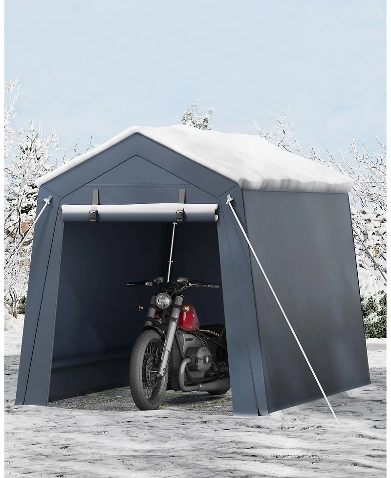 gaomon Portable Outdoor Storage Shed with Roll-Up Zipper Door, Mesh Vents and Pe Cover for Motorcycle, Firewood and Tools