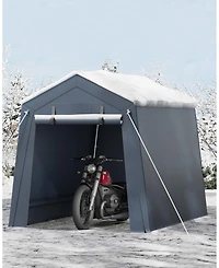 gaomon Portable Outdoor Storage Shed with Roll-Up Zipper Door, Mesh Vents and Pe Cover for Motorcycle, Firewood and Tools