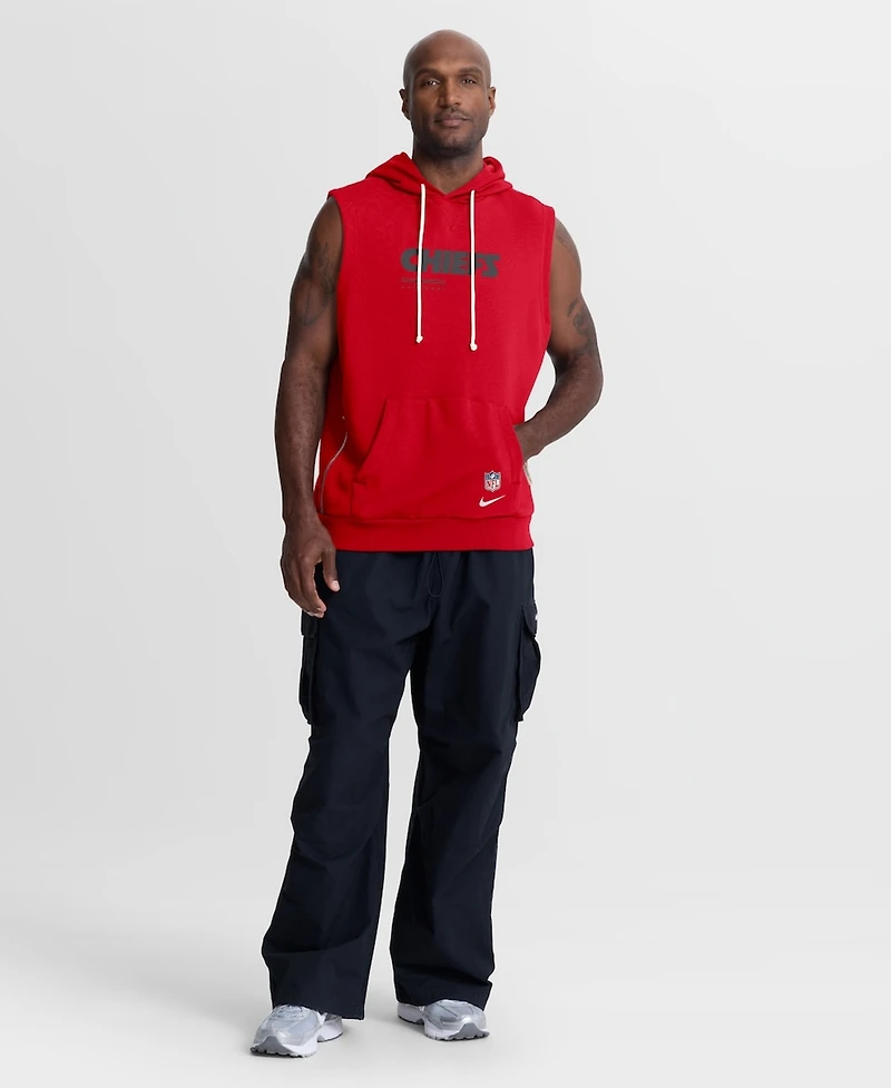 Nike Men's Red Kansas City Chiefs Sideline Standard Issue Dri-fit Sleeveless Hoodie
