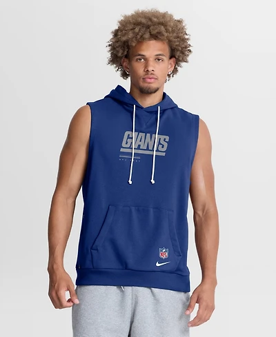 Nike Men's Royal New York Giants Sideline Standard Issue Dri-fit Sleeveless Hoodie
