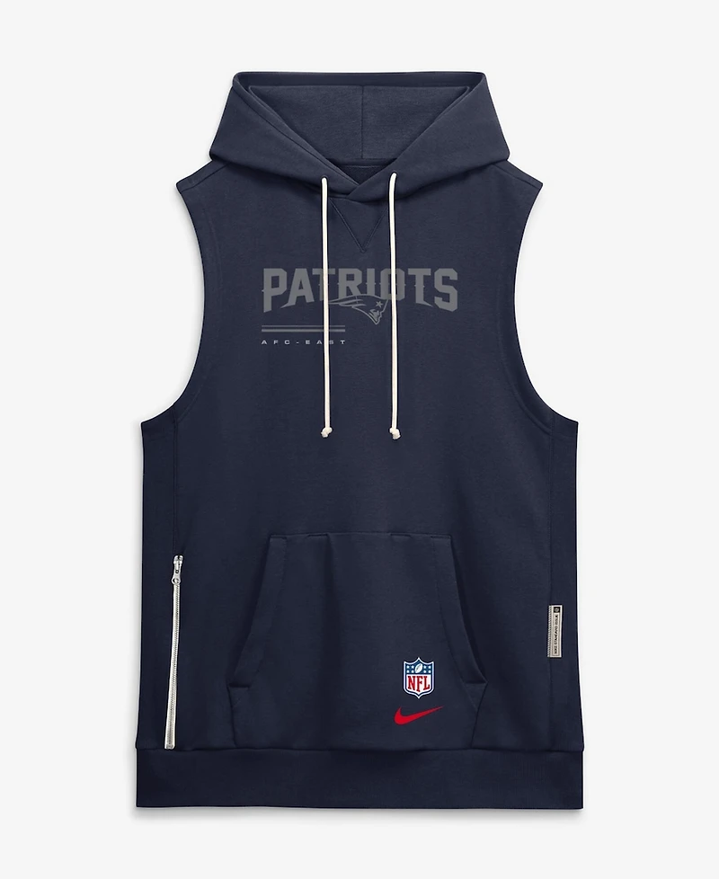 Nike Men's Navy New England Patriots Sideline Standard Issue Dri-fit Sleeveless Hoodie