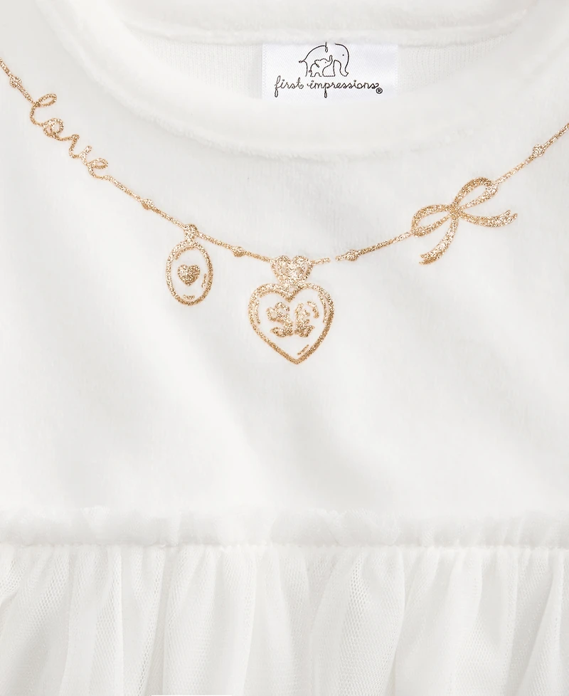 First Impressions Baby Girls' 0M-24M Necklace Velour Dress, Macy's Exclusive