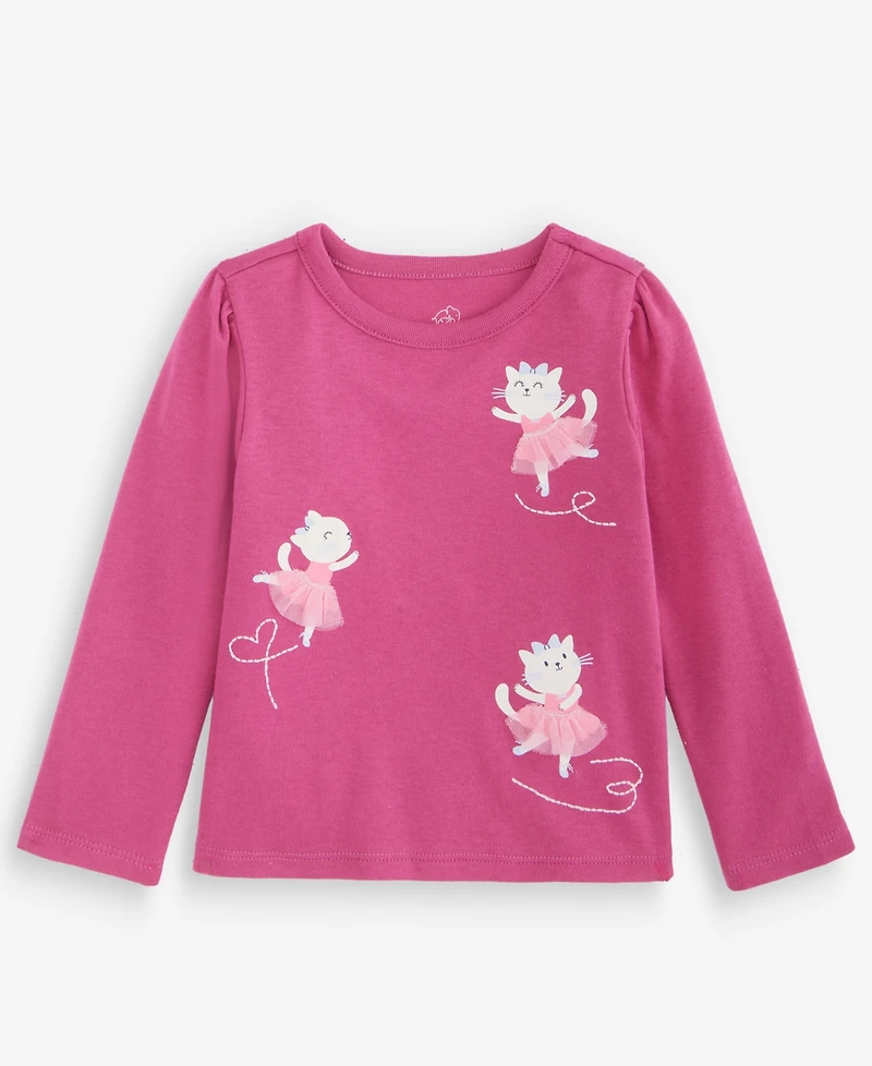 First Impressions Baby Girls' 3M-24M Mix & Match Long-Sleeve Ballerina Cat T-Shirt, Macy's Exclusive