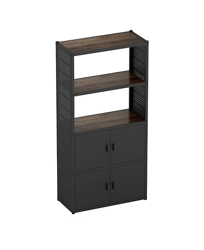5-Shelf Heavy-Duty Garage Storage Shelving w/ Lower Cabinet and Side Pegboards