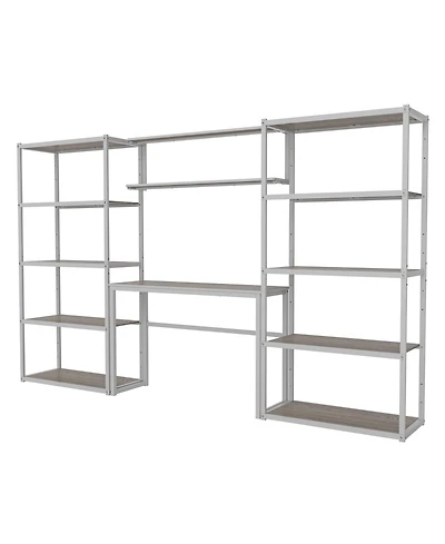 Heavy-Duty Garage Storage and Workstation System, White (119.8 in. W x 71.1 in. H x 15.7 in. D
