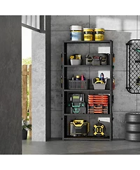 5-Shelf Heavy-Duty Adjustable Garage Storage Shelving with Side Pegboards