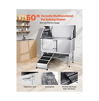 Ruie Stainless Steel Dog Washing Station 50 inch Pet Grooming Tub with Ramp