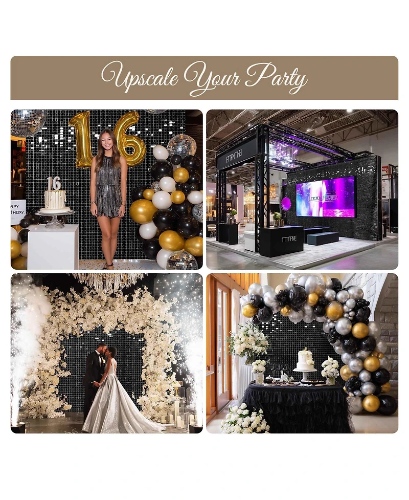 Yescom Instahibit 10x7 FeeT Shimmer Wall Backdrop with Stand 72 Pieces Panels Decor for Wedding Party