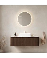 Sillysis Wall Mounted Bathroom Vanity with Ceramic Sink, Plywood Cabinet, Soft Close Drawer, Pre-assembled