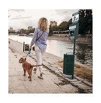 Emma+Oliver Kirk Locking Dog Waste Bag Dispenser With Glow In The Dark Sign, Hand Sanitizer Bottle And Rain Guard