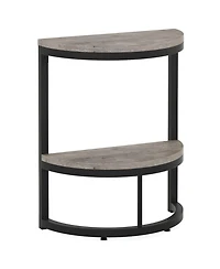 Slickblue Half Round End Table with Metal Frame for Small Spaces