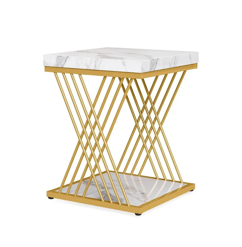 Slickblue Modern 2 Tier Side Table for Bedside Sofa and Small Spaces