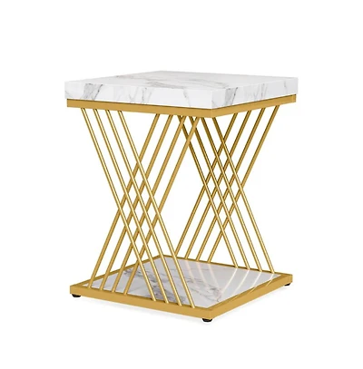 Slickblue Modern 2 Tier Side Table for Bedside Sofa and Small Spaces