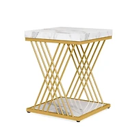 Slickblue Modern 2 Tier Side Table for Bedside Sofa and Small Spaces