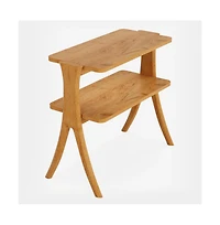 Slickblue Farmhouse Wood End Table 2-Tier Side with Storage Shelf for Living Room