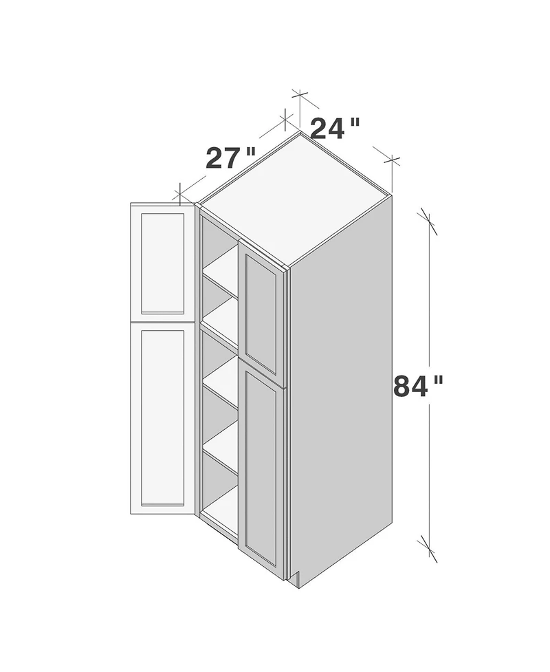 Boyel Living 84 Inch Hight Pantry Cabinet 4 Doors 4 Shelves, Ready to Assemble Kitchen Cabinet with Solid Wood Frame, Soft-Close Slides and Hinges