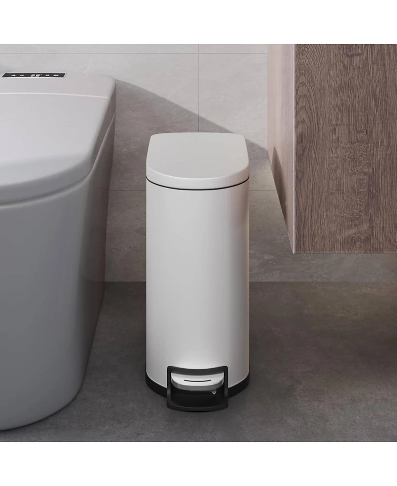 gaomon 13 Gal+2.6 Gal Stainless Steel Step-On Garbage Bin Combo Set, Kitchen Trash Can for Kitchen, White
