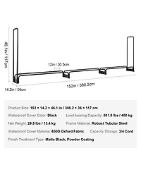 Cozito Firewood Rack with Water-Resistant Cover, 150 x 14 x 46 in Outdoor Holder, 1/2 Cord